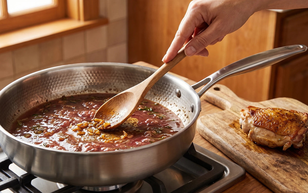 Sauce straight from the pan.